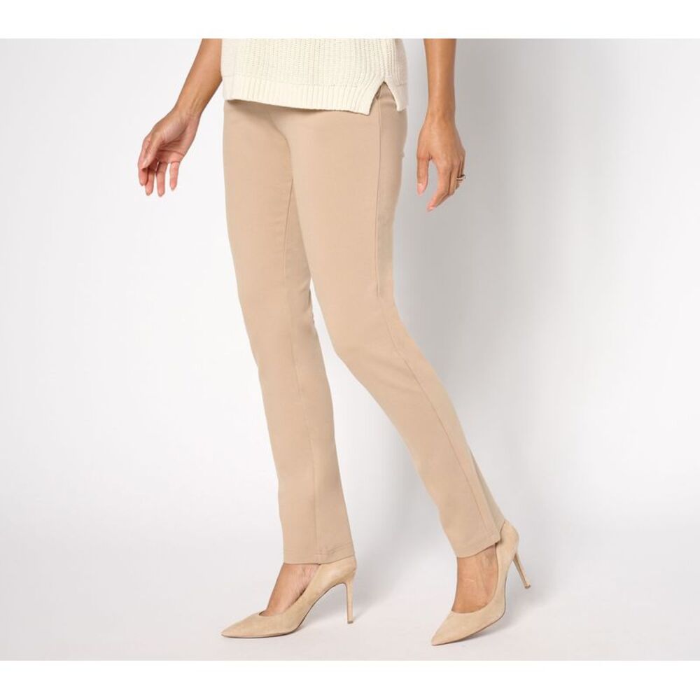 Sorbus Women's Petite Pants 6P Ponte Hollywood Waist Pant Brown A670799